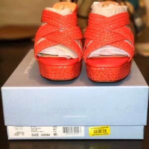 Antonio Melani Women's Papaya Red Woven Sandals